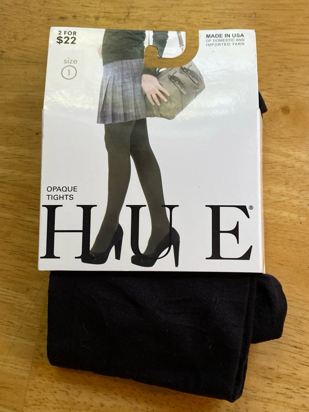 V! HUE Opaque Tights Size 1 Black new
